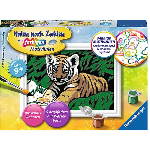 Ravensburger Malen nach Zahlen Farbige Motivlinien Ssser Tiger