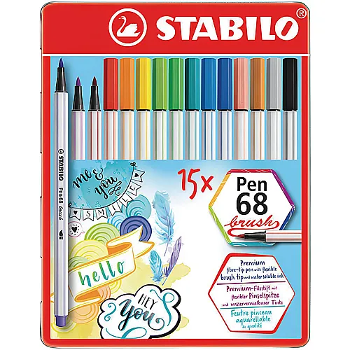 Stabilo Brushpen Pen 68 Metalletui (15Teile)