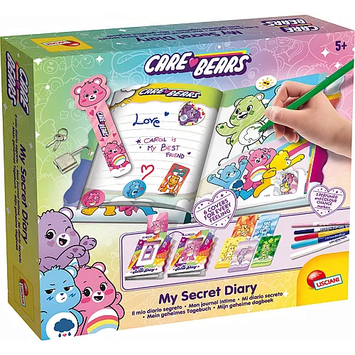 Lisciani Care Bears Mein geheimes Tagebuch Schloss, Filzstifte,