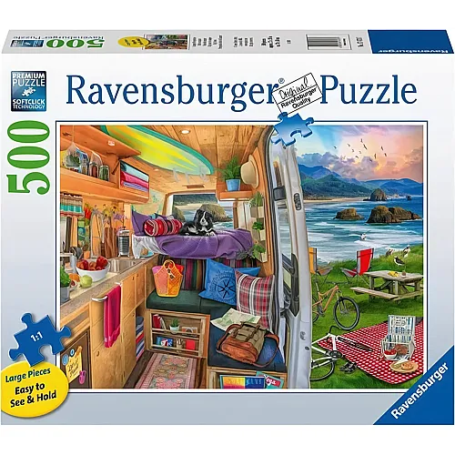 Ravensburger Puzzle Mit dem Wohnmobil am Strand (500Teile)