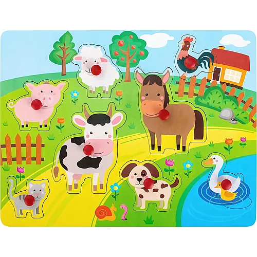 FANCY Steckpuzzle Bauernhof Holz - Holzpuzzle Holz Puzzle Holzspielzeug ab 1 Jahr 2 3 Jahre (Bauernhof)