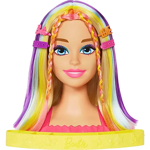 Barbie Totally Hair Neon-Regenbogen Deluxe Styling-Kopf mit blonden Haaren