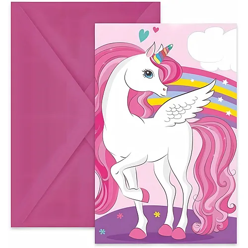 Invitations and Envelopes Unicorn with Rainbow - 6 Pieces
