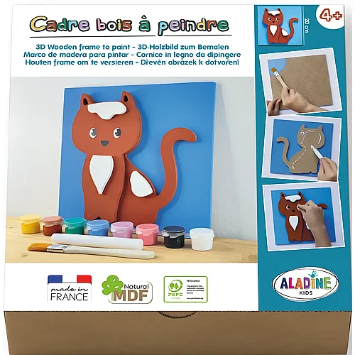 Quadro in legno 3D da dipingere Gatto
