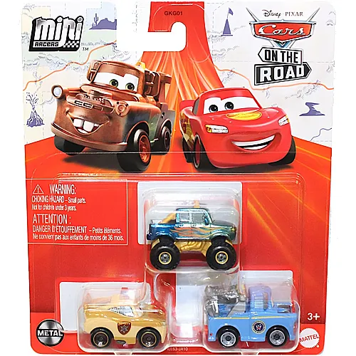 Mattel Mini Racers Disney Cars 3er-Pack Mater, Deputy Hazard Lightning McQueen & Ivy (MiniRacers)
