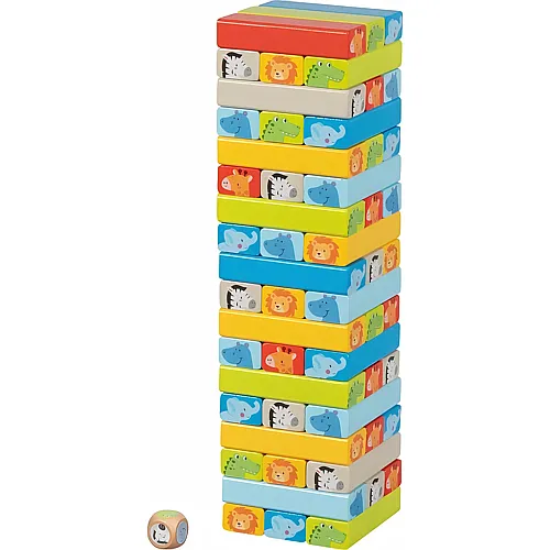 Goki Wackelturm mit Tiermotiven - 55 Teile