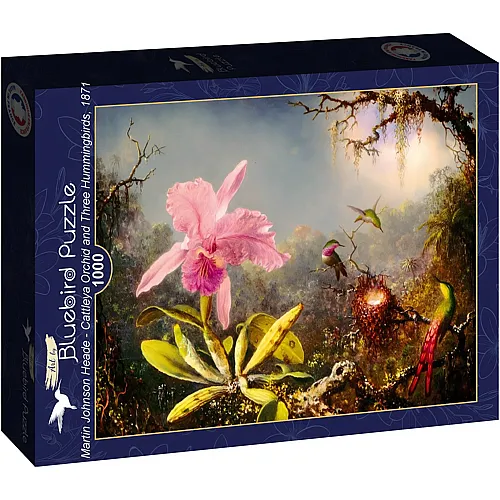 Bluebird Puzzle Martin Johnson Heade Cattleya Orchid and Three Hummingbirds, 1871 - 1000 Teile