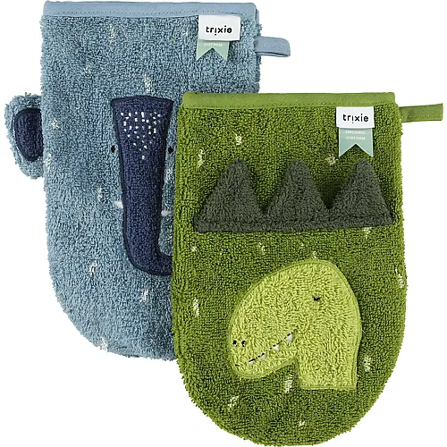 Trixie Waschhandschuh klein 2er Set Dino und Elefant