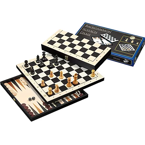 Philos Spiele Reise-Schach-Backgammon-Dame-Set