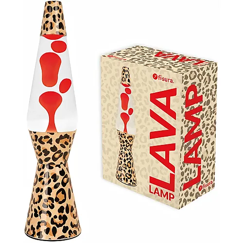 Fisura Lavalampe mit Leopardenbasis und roter Lava