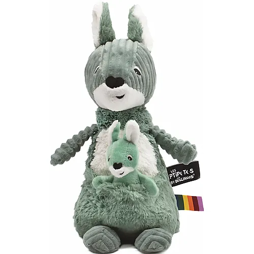 Allezou die Kanguru-Mutter mit Baby Gr�n - 33 cm