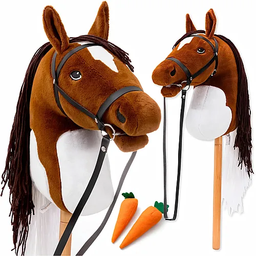 Large hobby horse A3 with bridle & 40 cm screw-on stick