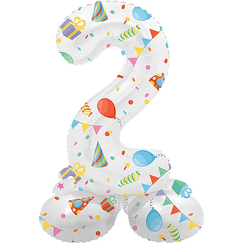 Folat Stehender Folienballon Zahl 2 - 72 cm