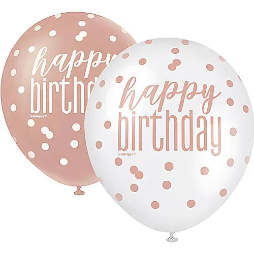 Unique Luftballone Happy Birthday Pink-Mix (6Teile)