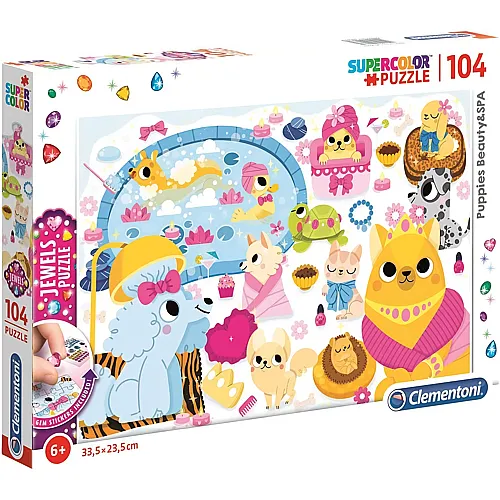 Clementoni Puzzle Supercolor Jewels Welpen-Sch�nheitssalon - 104 Teile