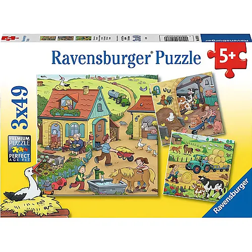 Ravensburger Puzzle Viel los auf dem Bauernhof (3x49)