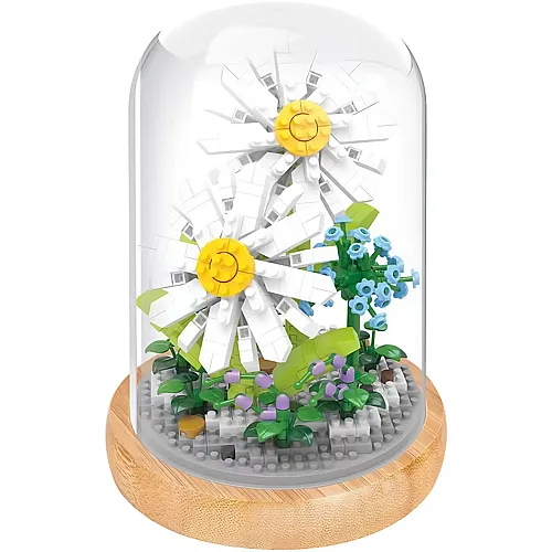 WiseHawk Wise Hawk Bausatz mit Miniaturbl�cken zum Bauen von Blumen. Mit Holzst�nder und Kuppelabdeckung. G�nsebl�mchen