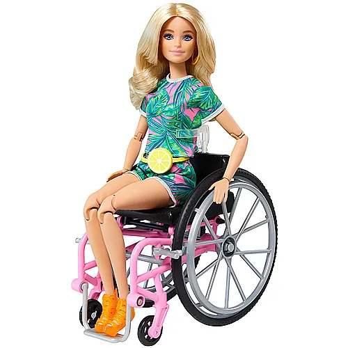 Puppe mit Rollstuhl Blond