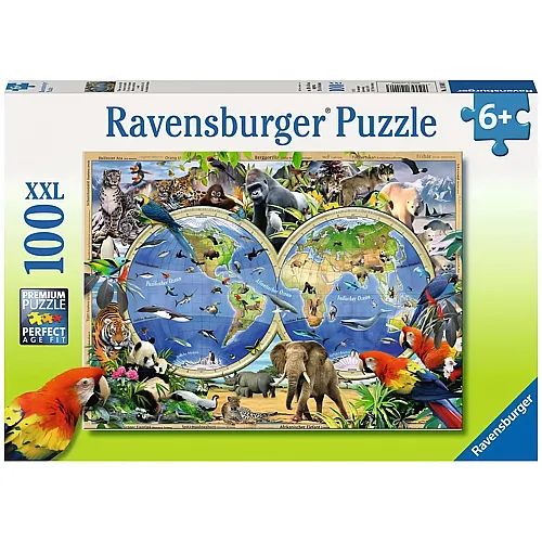 Ravensburger Puzzle Tierisch um die Welt (100XXL)