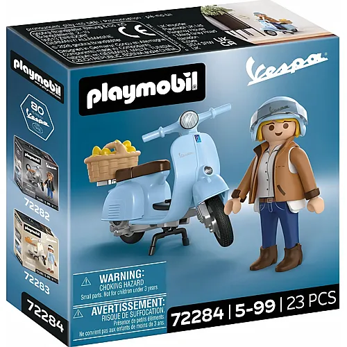 PLAYMOBIL Hellblaue Jubil�ums-Vespa mit Trendiger Figur, Korb & Stickerbogen 72284