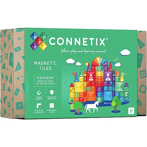 Magnetische Fliesen Regenbogen Kreativpaket - 102 Teile