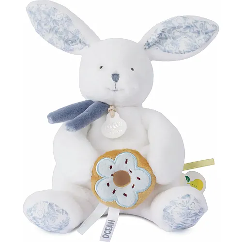 Doudou et Compagnie Hase mit Donut blau, 20cm