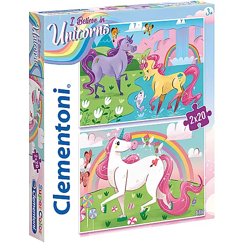 Clementoni Puzzle Supercolor Unicorns Brilliant (2x20)