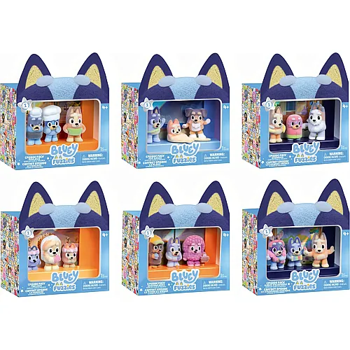 Moose Toys Bluey Fuzzies Episode ass. (12) 6-fach ass., 3 Figuren, Karte,