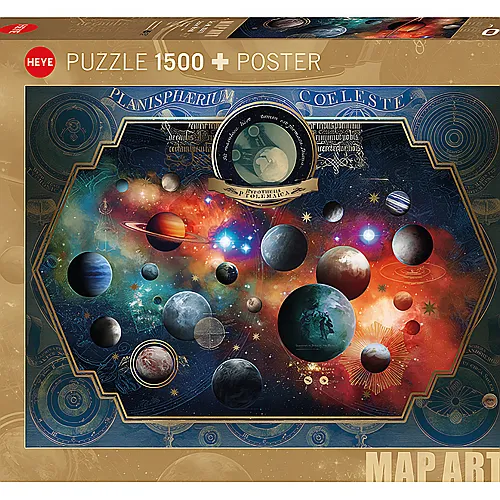 HEYE Puzzle Map Art Space World (1500Teile)