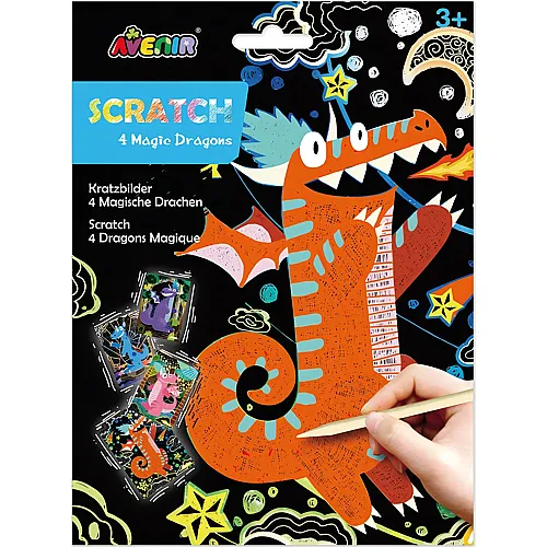 Avenir Kratzbilder Drachen - 4 Teile