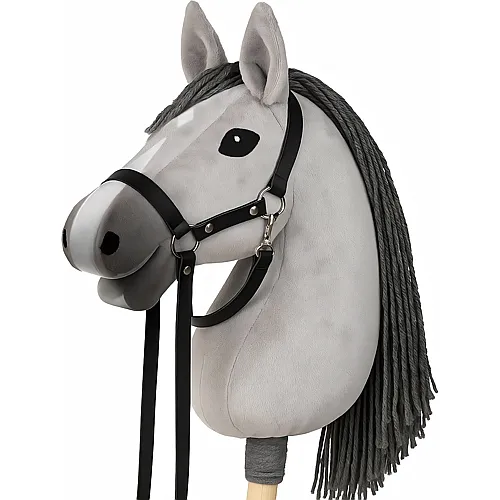 Celman Hobby Horse Steckenpferd mit Zaumzeug & Leine Grau