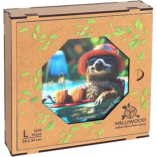 Milliwood Puzzle Relaxed Sloth Oktagon - 90 Teile