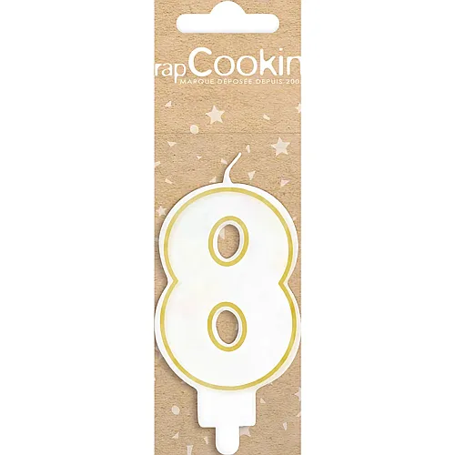 ScrapCooking Kerze 8 Weiss / Gold