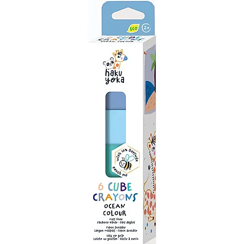 Hakuyoka Wachsmalkreide W�rfel blau-gr�n - 6 Teile