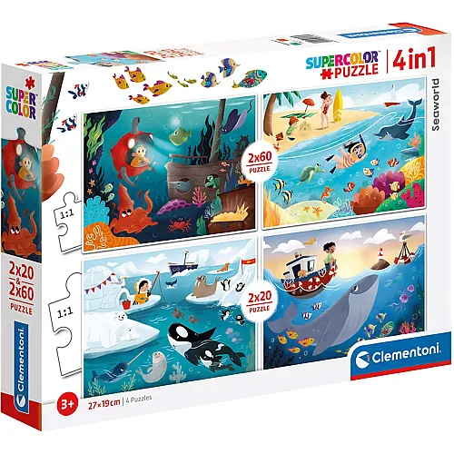 Clementoni Puzzle Supercolor 4in1 Seaworld - 60 Teile