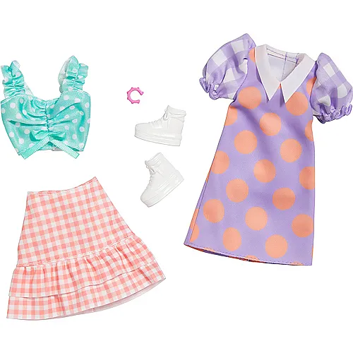 Barbie Fashions 2er-Pack Polka-farbige Puppenkleidung