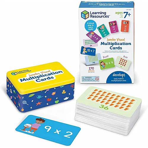 Learning Resources Jumbo Multiplikationskarten, Lernspielzeug ab 7 Jahren, Multiplikation �ben mit 169 farbigen Karten
