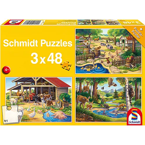 Schmidt Puzzle Alle meine Lieblingstiere (3x48)