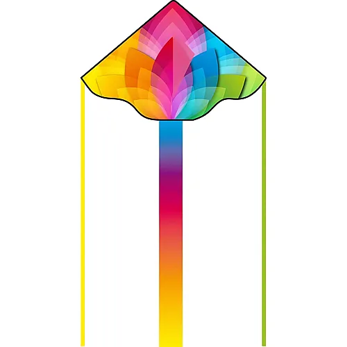 HQ Invento Drachen Ecoline Rainbow Flower Simple Flyer, 120x75 cm, Griff mit 25 m Schnur, ab 5 Jahren