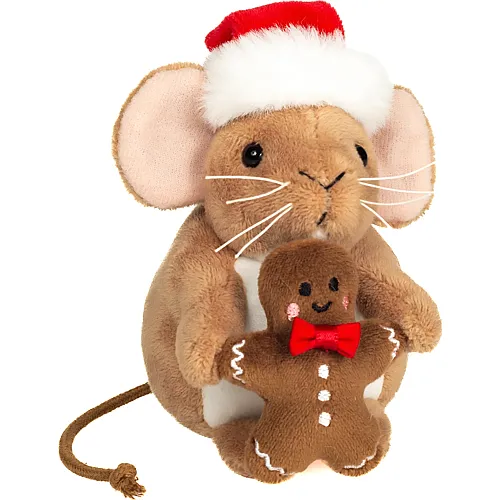 Teddy-Hermann Weihnachtsmaus mit Lebkuchenmann - 11 cm