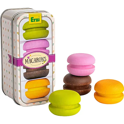 Erzi Macarons aus Holz in der Dose