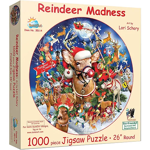 SunsOut Puzzle Lori Schory Reindeer Madness - 1000 Teile