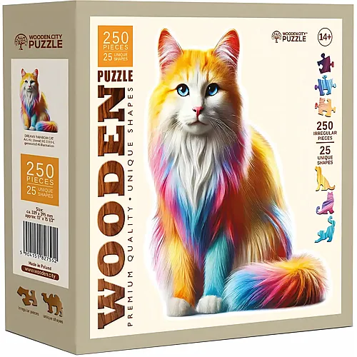 Wooden City Puzzle Dreamy Rainbow Cat (250Teile)