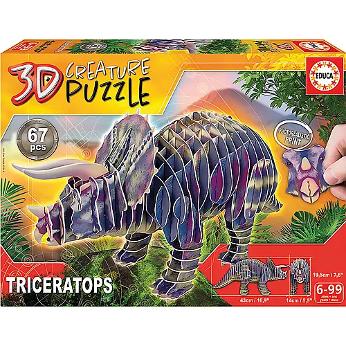 Educa Puzzle 3D Triceratops (67Teile)