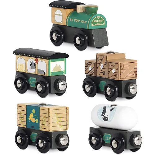 Le Toy Van - Holzeisenbahn f�r Kinder ab 3 Jahren. Great Green, Montessori-Spiel mit 5 abnehmbaren Magnetwagen, hergestellt