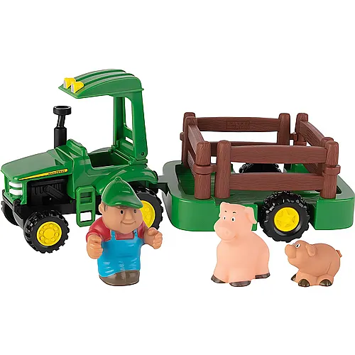 Tomy Johnny Tractor John Deere Traktor mit Anhnger & Tierfiguren