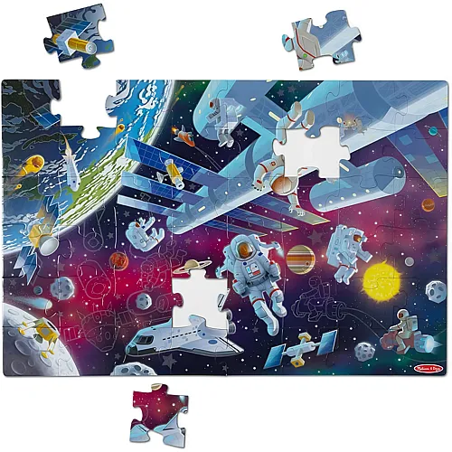 Melissa & Doug Weltraum-Bodenpuzzle aus Karton, das im Dunkeln leuchtet - 48 Teile, f�r Jungen und M�dchen ab 3 Jahren
