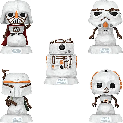 Funko Pop! Star Wars: Holiday - Darth Vader, Stormtrooper, Boba-Fett, C-3PO, R2-D2 Snowmen - 5 Packung - -Exklusiv