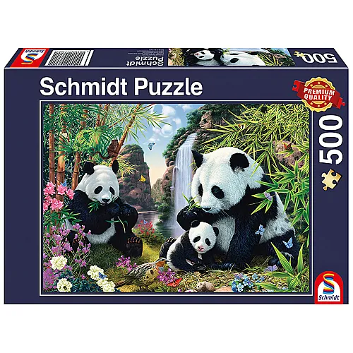 Schmidt Puzzle Pandafamilie am Wasserfall (500Teile)