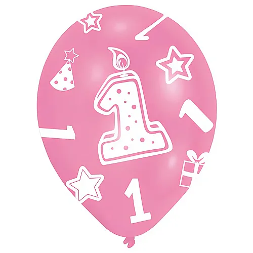 Amscan Ballone Zahl 1 rosa (6Teile)